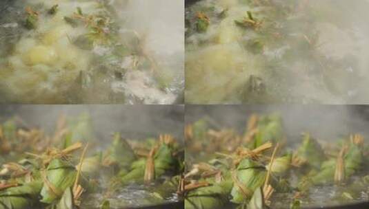 端午节五月节煮粽子开水沸腾高清在线视频素材下载