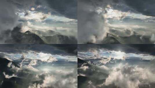雨后庐山云雾光影航拍高清在线视频素材下载