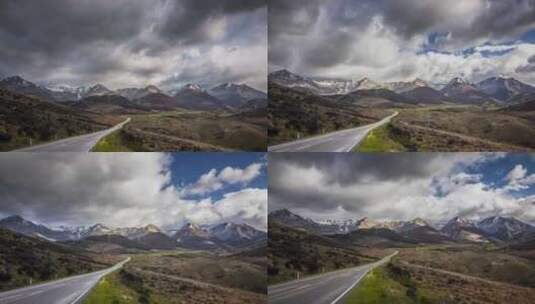 通往阿瑟山口的新西兰公路高清在线视频素材下载