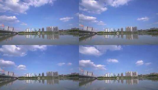扬州西区明月湖大桥五彩世界星耀天地商圈高清在线视频素材下载