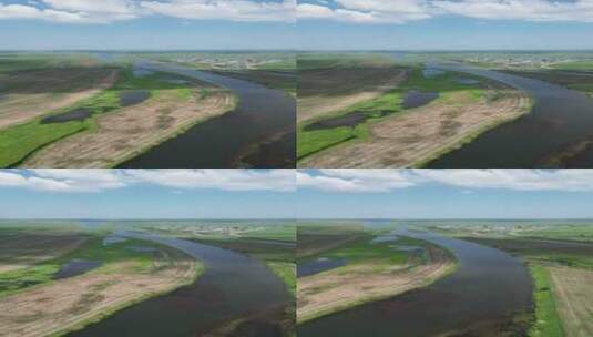 竖屏航拍湿地河流高清在线视频素材下载