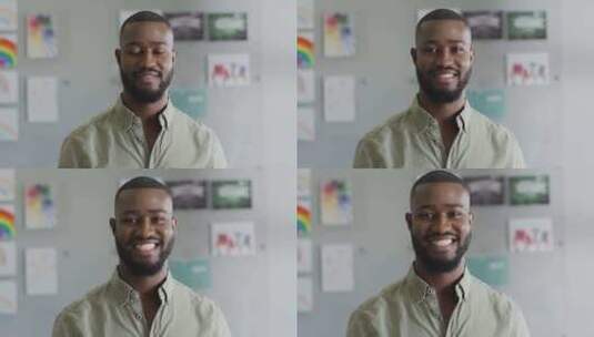快乐的非裔美国男老师站在教室里的视频高清在线视频素材下载