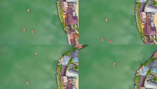 无人机正在泰国的一个中国村庄上空飞行。高清在线视频素材下载