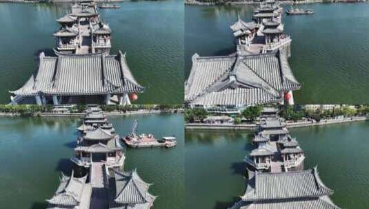 中国广东省潮州市广济桥古建筑景观高清在线视频素材下载