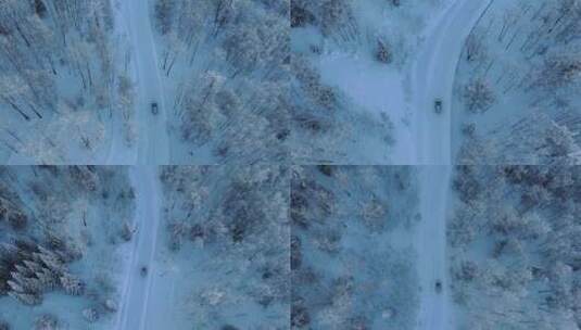 新疆喀纳斯雪景 冰雪公路行车航拍高清在线视频素材下载