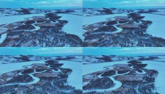 冬季晨曦山谷湿地雪景高清在线视频素材下载