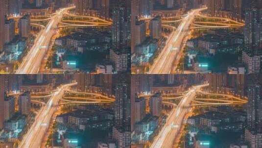 城市夜景车流高架桥移动延时摄影高清在线视频素材下载
