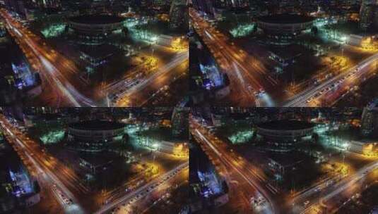 夜晚公路交通的延时镜头高清在线视频素材下载