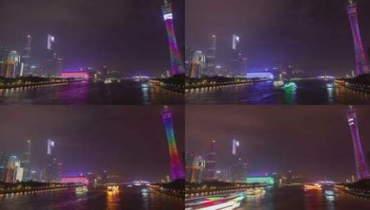 夜幕下的摩托艇高清在线视频素材下载