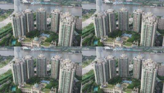 4k航拍广州珠江帝景苑高清在线视频素材下载