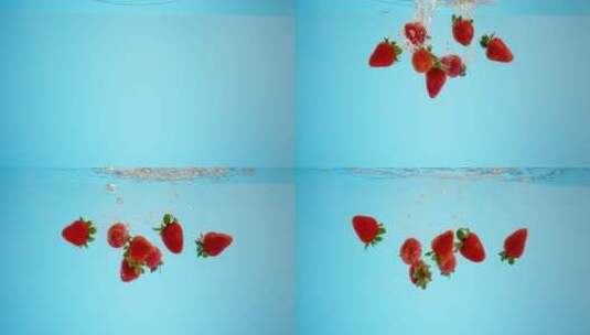 草莓入水 4.5k mov 120fps高清在线视频素材下载
