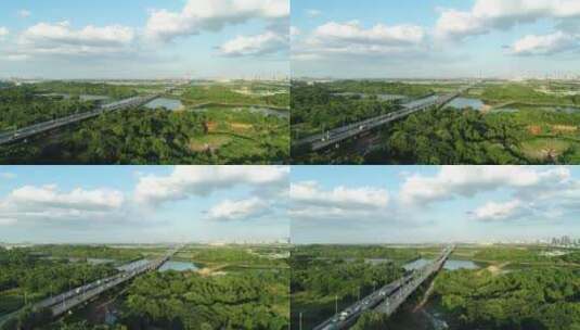 4k航拍南昌英雄大桥公路交通高清在线视频素材下载