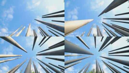 抽象城市雕塑钢管高清在线视频素材下载