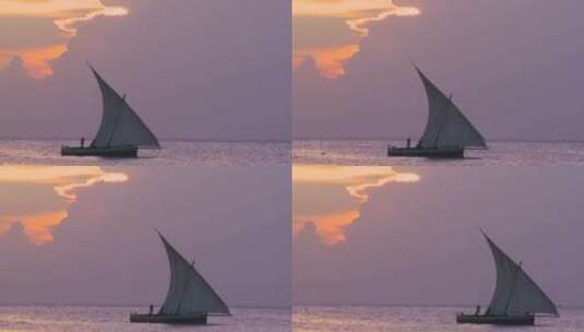 日落帆船航行高清在线视频素材下载