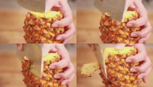 水果刀削菠萝皮高清在线视频素材下载
