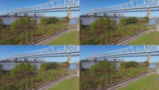 密西西比河上新月城大桥高清在线视频素材下载