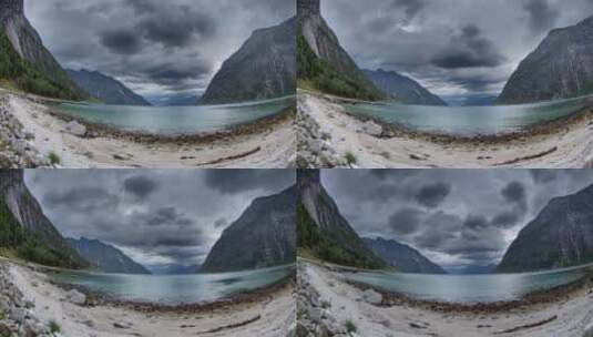 挪威湖泊上空时移的云彩高清在线视频素材下载