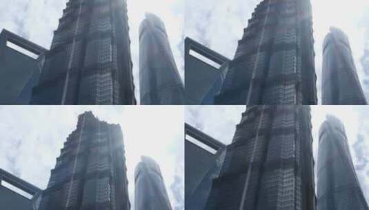 上海浦东标志性高层建筑摇镜头高清在线视频素材下载