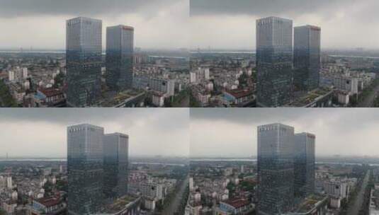 湖南湘潭城中心地标建筑航拍高清在线视频素材下载
