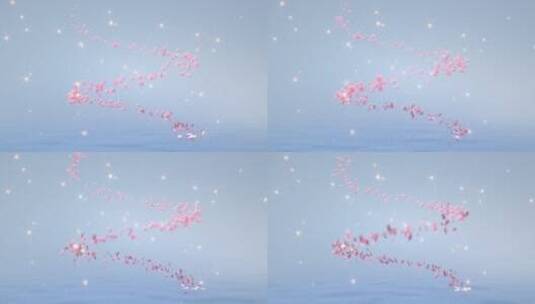 粉色玫瑰花瓣水面螺旋上升闪亮星空动态素材高清在线视频素材下载