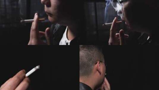 男人独自抽烟吸烟特写 有害健康4k失落高清在线视频素材下载