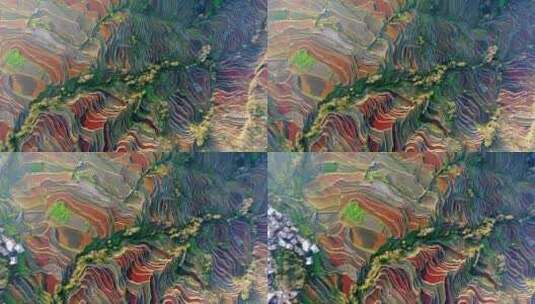 云南元阳梯田航拍俯拍高清在线视频素材下载