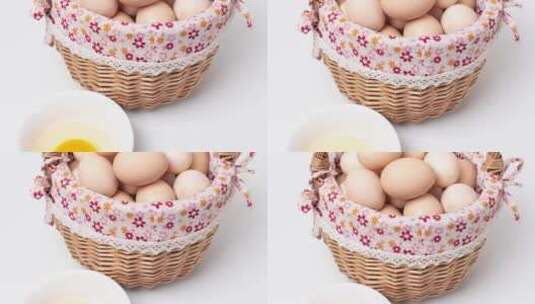 一篮子新鲜土鸡蛋高清在线视频素材下载