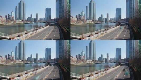 中国一条城市道路在白天的时差高清在线视频素材下载