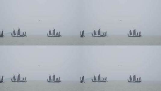 太湖的帆船，古帆船高清在线视频素材下载