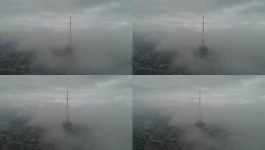 云雾中的广州塔高清在线视频素材下载