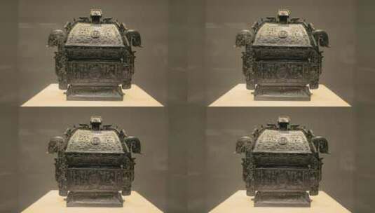 中国国家博物馆盠青铜方彝高清在线视频素材下载
