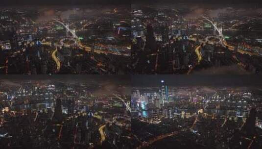 航拍夜景下的城市高清在线视频素材下载