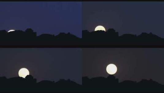 月亮升起时的中国长城高清在线视频素材下载