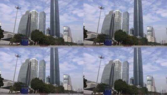 移动镜头广州国际金融中心及周边楼群高清在线视频素材下载