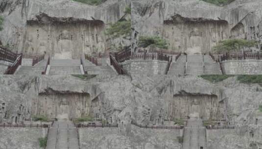 龙门石窟夜景航拍香山寺洛阳景点文化高清在线视频素材下载