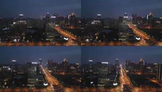 成都高新环球中心SKP航拍4K黄昏夜景高清在线视频素材下载