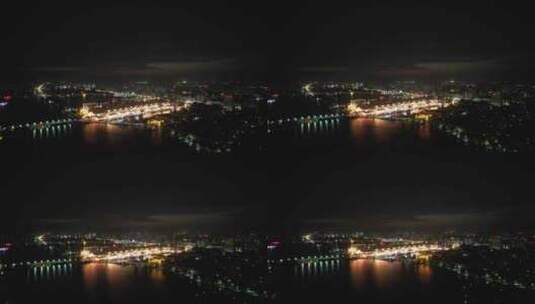 山东聊城城市夜景灯光航拍高清在线视频素材下载