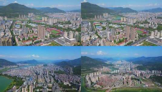 4K重庆开州区城市开州高空城市航拍合集高清在线视频素材下载