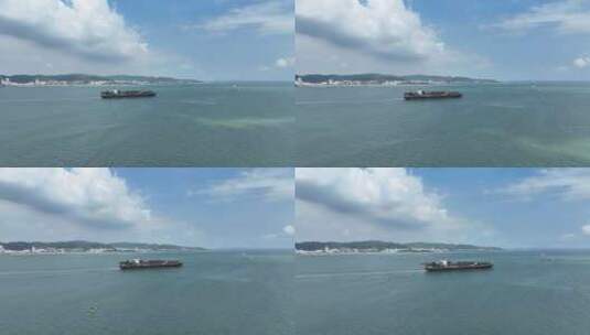 集装箱货轮航拍海上轮船行驶海洋运输航行高清在线视频素材下载