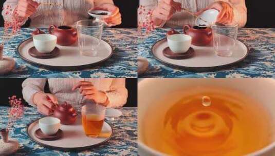 茶道茶艺女子冲泡茶喝茶过程高清在线视频素材下载