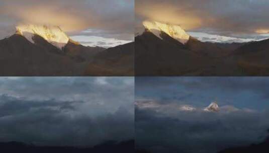 西藏高原/纳木措风光/4k航拍/日照金山高清在线视频素材下载
