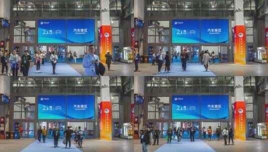 2023第六届中国国际进口博览会汽车展区人流高清在线视频素材下载