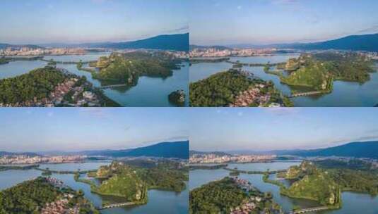 广东肇庆七星岩风景区自然风光延时摄影航拍高清在线视频素材下载