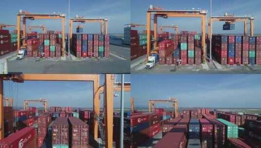 航拍港口集装箱高清在线视频素材下载