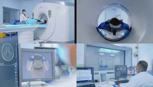 医院医生给病人用医疗设备做增强CT检查高清在线视频素材下载