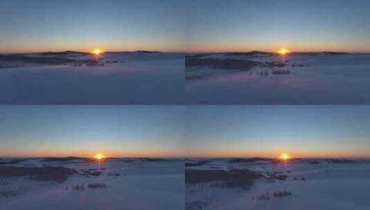 大兴安岭自然风光丘陵山区冬季雪景落日余晖高清在线视频素材下载