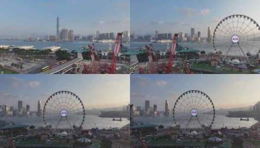 香港中环摩天轮航拍高清在线视频素材下载