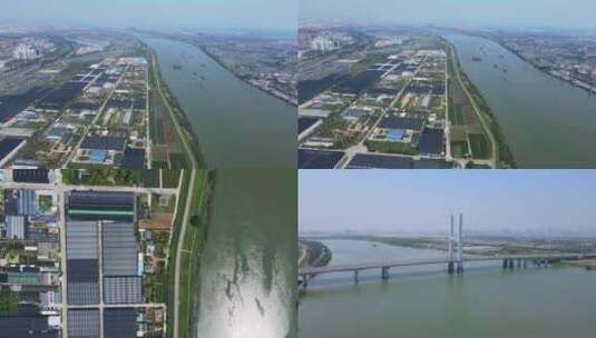 佛山顺德-潭州水道-轮船运输航拍（4K）高清在线视频素材下载