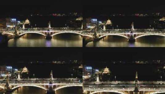 航拍大理夜晚的兴盛大桥高清在线视频素材下载