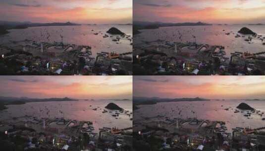 印尼科莫多拉布安巴焦夜晚海湾船舶船宿风光高清在线视频素材下载